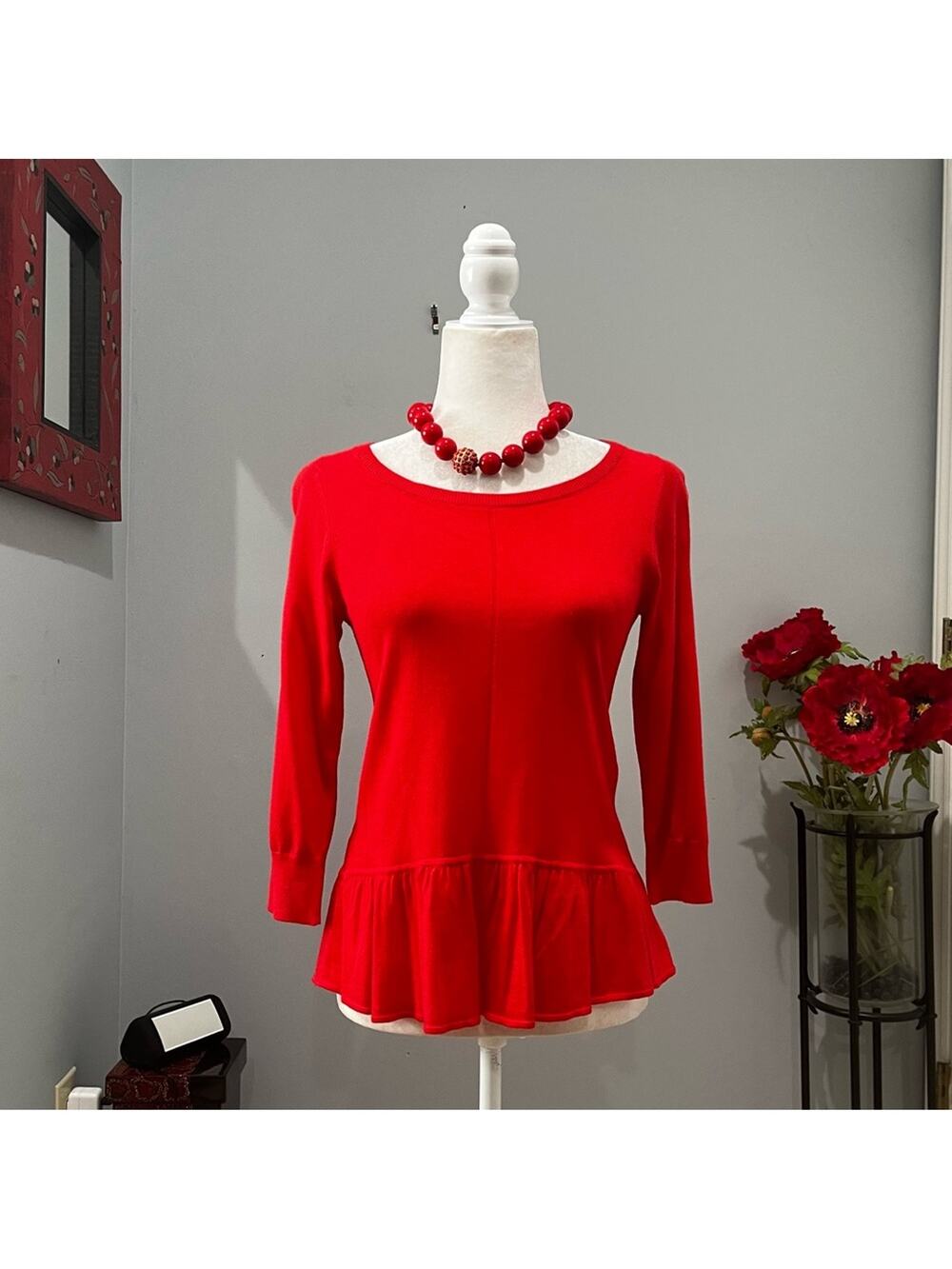 NEW Ann Taylor Peplum Classic Modern Academia Layering Scoop Sweater Top XS NWT